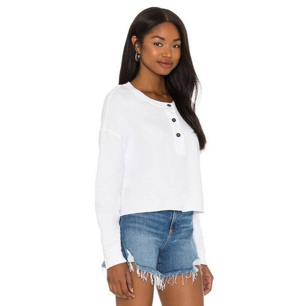 n:philanthropy Harleen Sweatshirt White Raw Hem French Terry XS NWT $158 - Picture 4 of 5